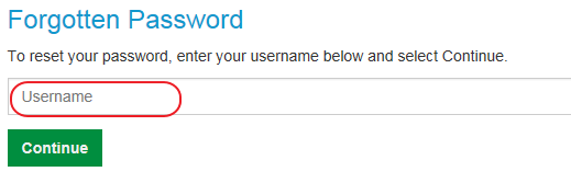 'Forgotten Password' screen